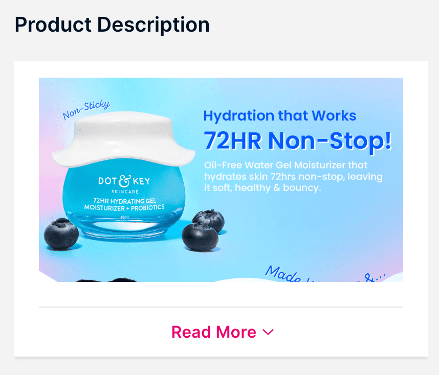 A product description page showing a product image under the Ingredients tab